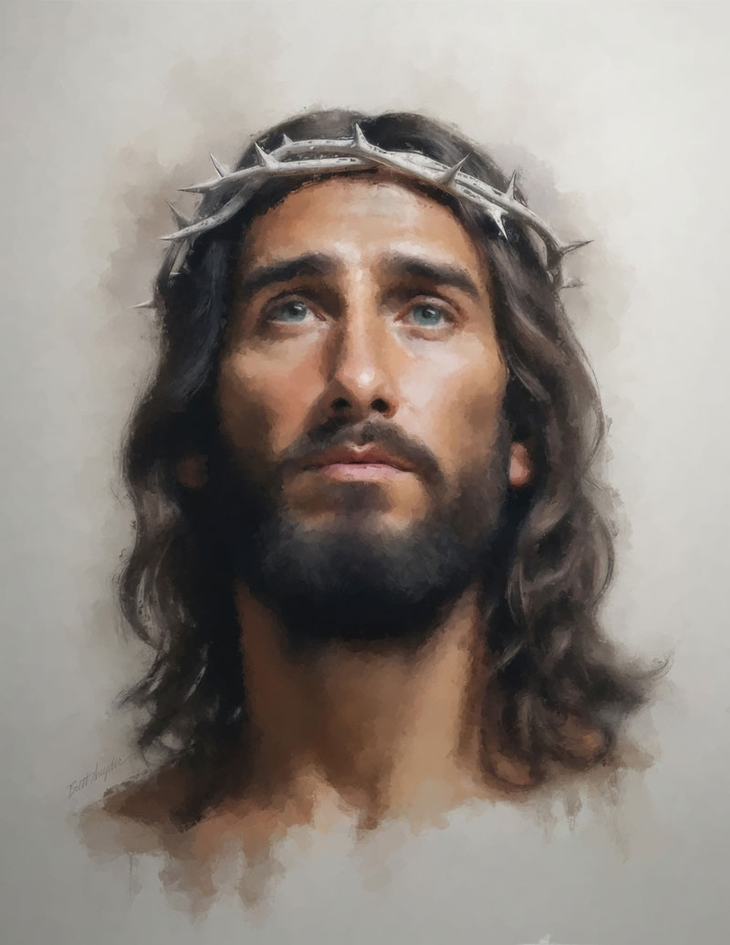 Jesus Christ with crown of thorns — Crown of Thorns 2 portrait, free downloadable Jesus Christ art