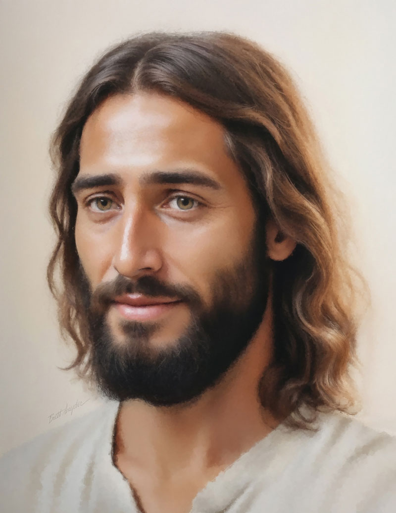 Jesus Christ portrait with a soft loving gaze — Lord Looketh 2, free printable Jesus Christ image
