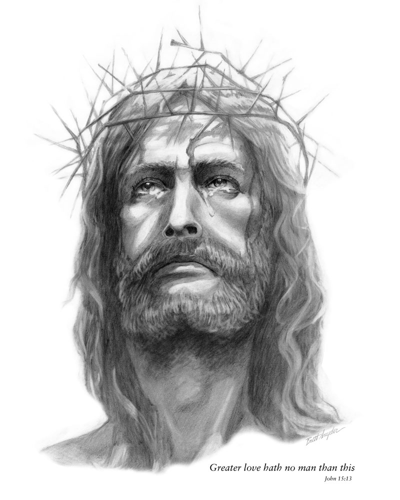 Crown of Thorns Jesus Christ Crown of Thorns drawing by Brett Snyder — original pencil sketch, free printable Christian art